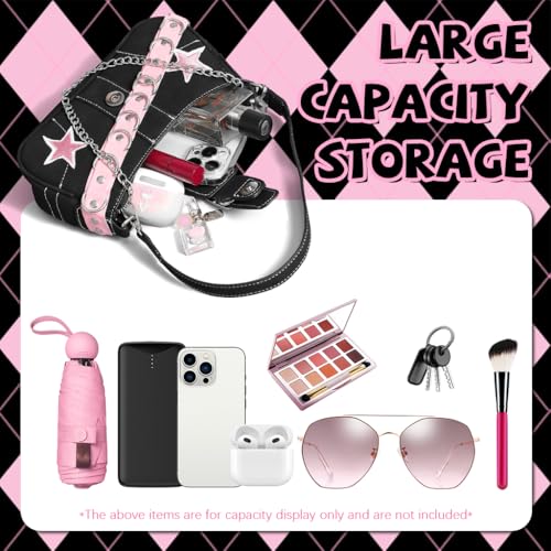 PALAY® Chic Shoulder Bag for Girls Canvas Handbag with Chain Charm Small Hobo Stylish Sweet Y2K Star Patchwork Letter Printed Casual Zipper 23x7x13cm 3PCS PALAY® Chic Shoulder Bag for Girls Canvas Handbag with Chain Charm Small Hobo Stylish Sweet Y2K Star Patchwork Letter Printed Casual Zipper 23x7x13cm 3PCS